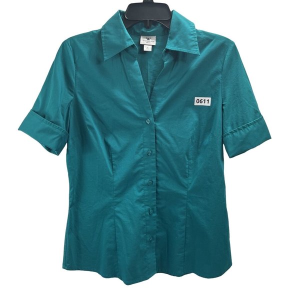 Worthington Tops - Worthington Shirt Womens Color Green Size MButton Up ShortSleeve Collared Casual
